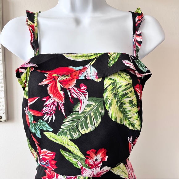 She + Sky Floral High Low Midi Black Dress Size L - Picture 2 of 8